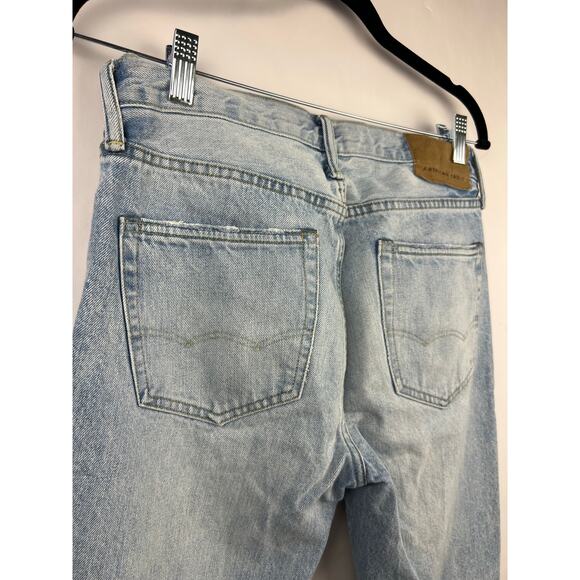 American Eagle 90s Straight Jeans Light Wash Distressed Cotton Denim Ripped - Picture 11 of 15